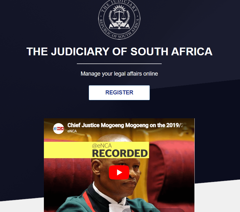 CourtOnline (front-end filing portal) of the Gauteng Division of the High Court of South Africa